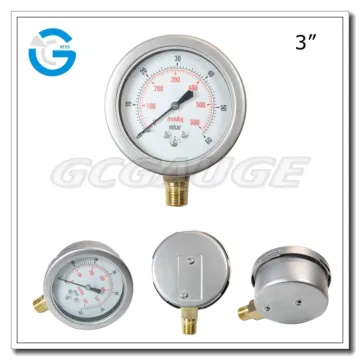 Stainless steel case bottom type high quality vacuum pressure gage