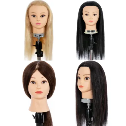 First Beauty Training Mannequin Head Training Dummy Doll Head Black Mannequin Human Hair 100% Human Virgin Hair Remy Hair Female