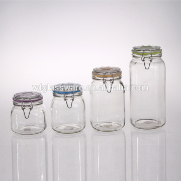 NEW! food glass jars with distinctive designs and colorful lids