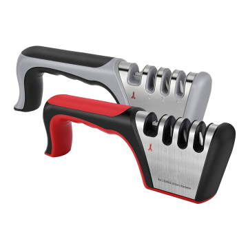 Professional 4-in-1 Kitchen Scissor Knife Sharpener with Rubber Handle