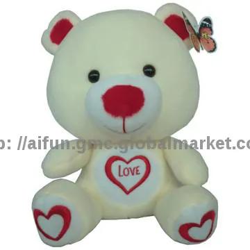 Soft gift toy, Bear toy with Love pattern