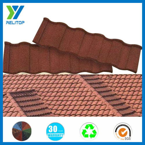 Building construction material decorative stone coated metal roofing tile