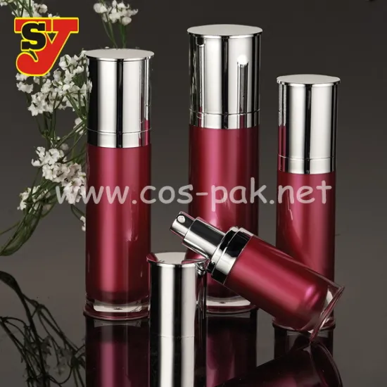 Acrylic Red Round Recyclable Lotion Bottle