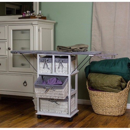 Corner Housewares Ironing Board Center with laundry hamper