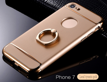 Luxury electroplate 3 in 1 shiny metal ring stand oil injection pc hard mobile phone case for i phone 7 7plus back cover case
