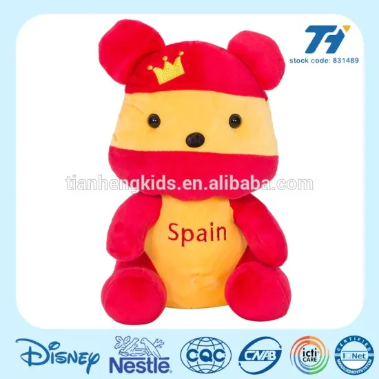 Manufacturer bear type national flag colorful gift teddy bear travel pillow funny cushion pillow