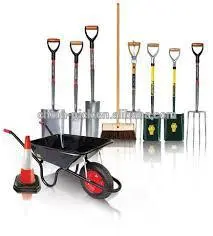 agriculture and garden tools /spade / hoe / pickaxe / fork