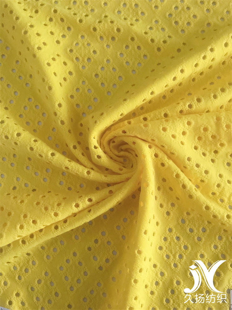 Yellow Crochet Knit Fabric