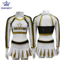 Custom gold all star cheerleading uniforms