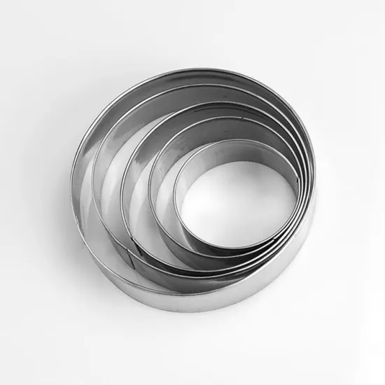 5PCS Round Stainless Steel Pastry Baking Cookie Cutter Circle Mousse Ring