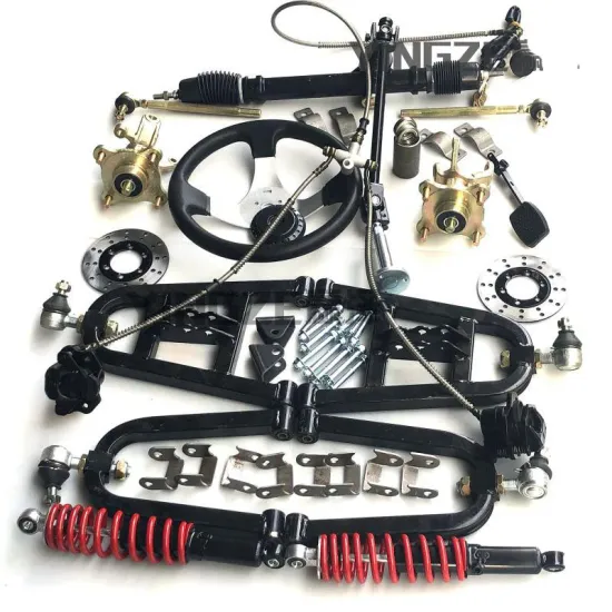 Go Kart Karting Four Wheel ATV 110/12MM Flange Steering Rack Box Wheels Spindles Knuckles Front Swingarms With Shock Absorbers