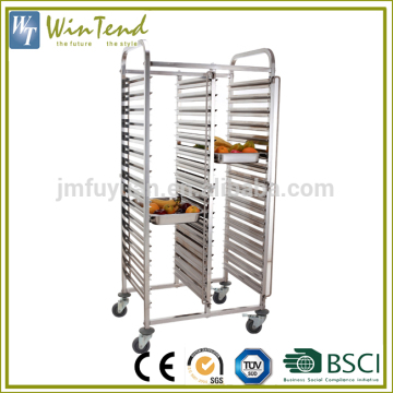 St/Steel 201 cake trolley rack convenient, stainless steel tray trolley for cafeterias