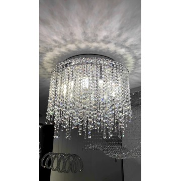 Iluminação moderna de lustre de teto baixo Cadeia Cadeia de iluminação de luxo Chandelier de cristal