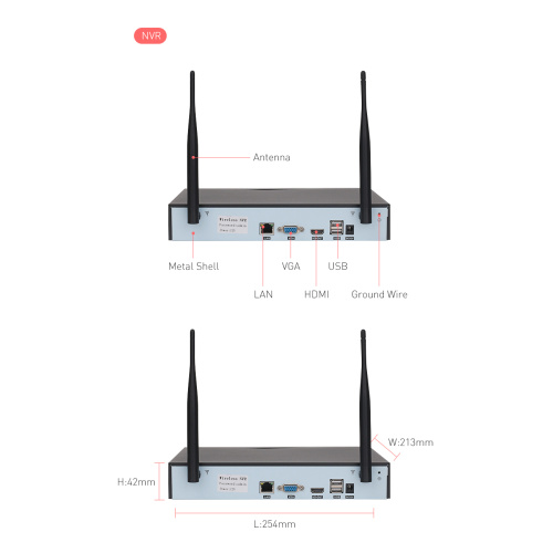 NVR Kit 1080p CCTV Σύστημα ασύρματης κάμερας ασφαλείας