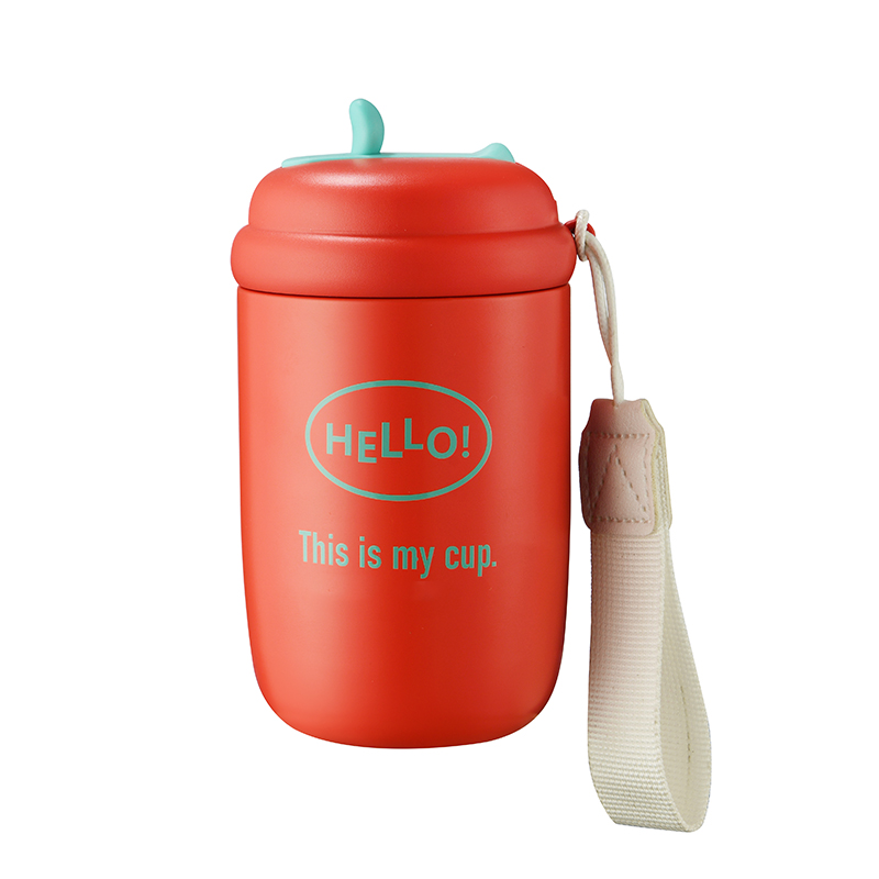 red  350ml insulated tumbler with straw
