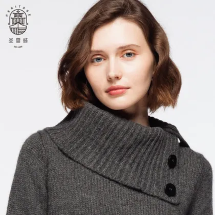 Womens turn-down collar cashmere sweater