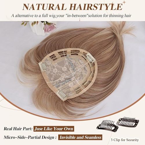 Short Bob Hair Toppers with Bangs Hair ToppersHighlight Synthetic Wig Toppers8*6*2inches