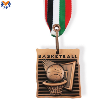 Metalen koperen medaille voor basketbalnettenontwerp