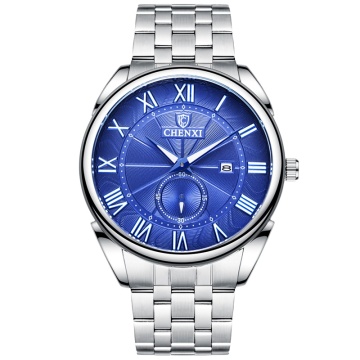 CHENXI 8219 Stainless Steel Male Leather Watch - Waterproof Casual Sport Wrist Quartz Watch