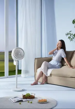 Double Blade Pedestal Fan White with Remote Control