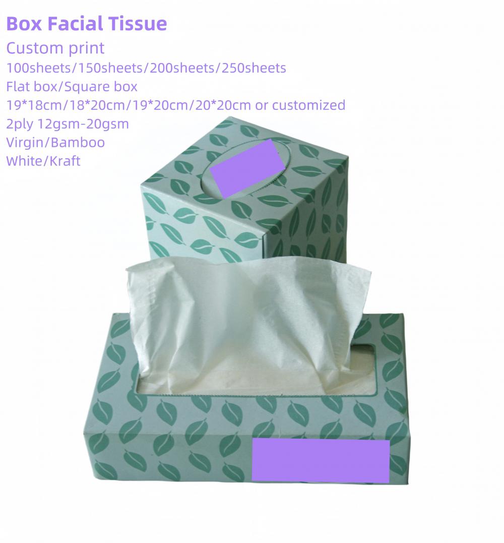 Tecido facial personalizado 2ply branco