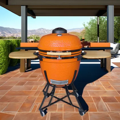 Ceramic Outdoor BBQ Grill: Auplex XL 24 Inch Kamado Joe Style Charcoal Grill