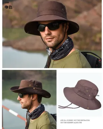 Outdoor men climbing sun hat large brim breathable