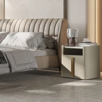Modern Bedroom Furniture: Contemporary Bedside Tables with Sintered Stone Tops - 2 Drawer Nightstands
