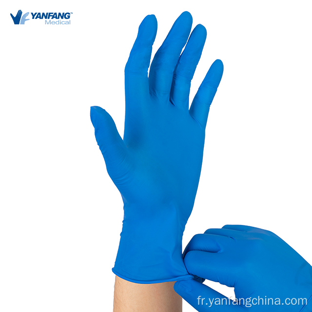 Examen bleu médical gants jetables en nitrile