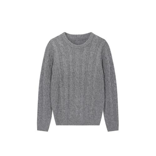 Men's Knitted Crew-Neck Cable Pullover Acrylic/Wool Sweater