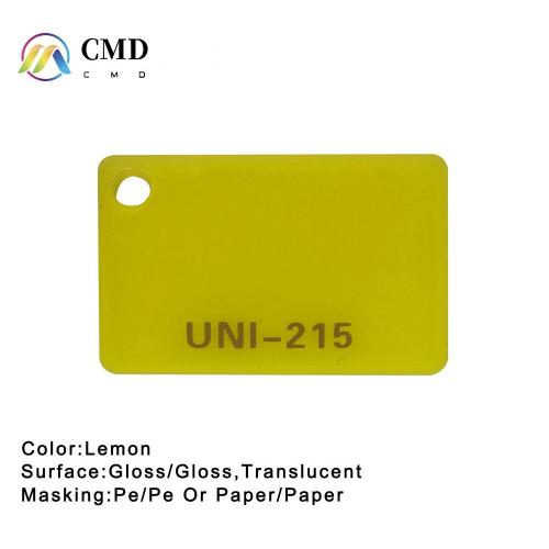 Cast Acrylic sheets Lemon 50% translucent