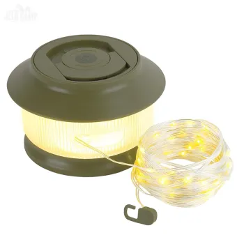 USB Rechargeable LED Camping Lantern with 66ft Warm String Lights