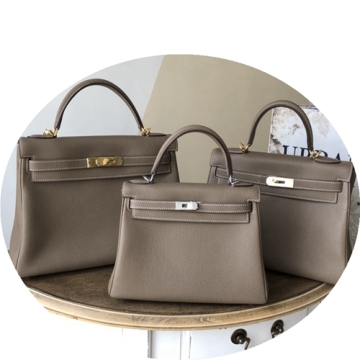 Litchi Pattern Togo Leather One Shoulder Messenger Kelly Bag Leather 25 28 32 Hand-Held Genuine Leather Women's Bag Lock Kelly