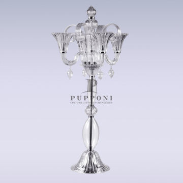 French Style 4 Candle Stick Clear Crystal Candelabra Wedding Centerpiece