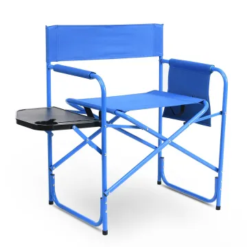 Portable Metal Folding Camping Director Chair with Side Table for Outdoor Picnic