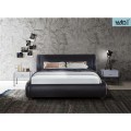 New Design Black Soft Bed Modern Luxury Leather Bed With Led Lights Factory