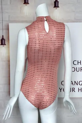 Women's Sequined Striped Knit Jumpsuits