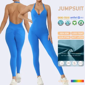 RTS Scrunch Butt Women's Halter Lace-up Workout Bodysuit