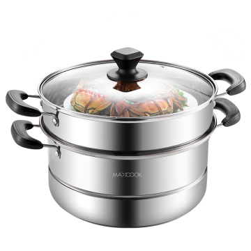 Set Pot Uap Dapur 24 Cm - Kapal Stainless Steel Grade Makanan dengan Tutup Kaca