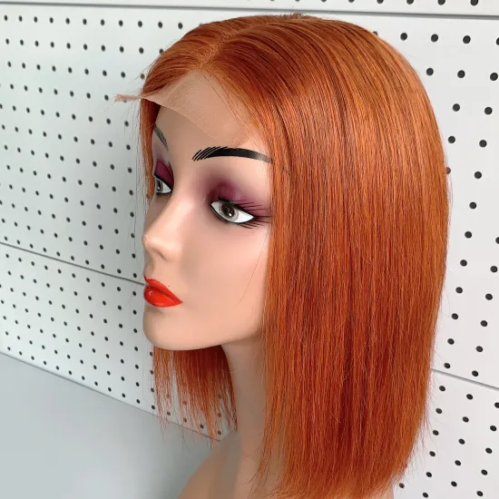 New Arrival Frontal 180% Kinky Headband Full Highlight 1B Honey Brown Color Straight Bob Human Hair Lace Front Wig