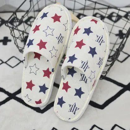 Soft summer beautiful indoor female linen slippers