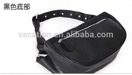 black man PU leather waist bag