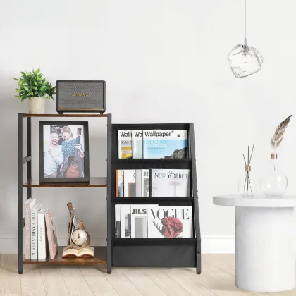 Retro Carbon Steel Standing Vinyl Record Holder with Storage