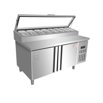 2024 Commercial Pizza, Ice Cream, and Salad Refrigerator - 304 Stainless Steel Kitchen Cooler Cabinet Workbench