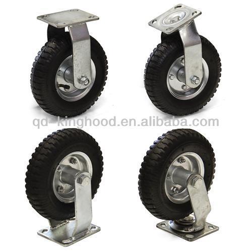 4pcs 8" Air Tire Caster Wheels 2pc Rigid 2pc Swivel Heavy Duty