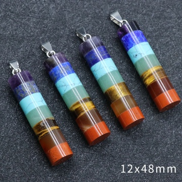 7 Chakra Stones Necklaces Gemstone Pendant Necklace Energy Healing Crystal Divination Pendulum for Women Girls