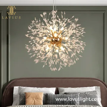 2022 popular villa chandeliers modern modern style fireworks chandeliers golden yellow silver white chandeliers villa living roo