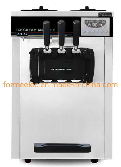 Table Top 20L Soft Ice Cream Machine Three Nozzle Ice Cream Maker