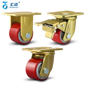 3 Inch Heavy Duty Rigid Trolley Caster Wheel with 600kg Load Capacity, Golden Iron Core and PU Polyurethane