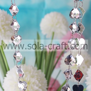 13*18MM Hanging Crystal Heart And Square Shape Transparent Full Cut Almond Beads Curtain